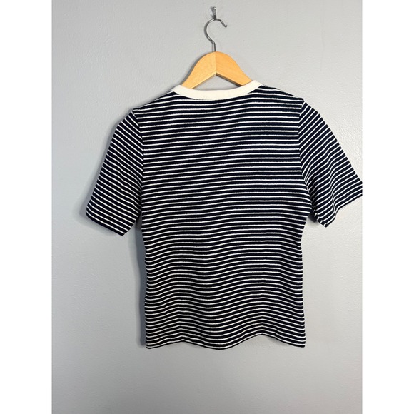 Madewell Striped Elbow-Sleeve Henley Tee Midnight Navy Small NWT - Picture 10 of 10